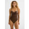 BEACHWAVE corrigerend badpak met lurex donkerbruin