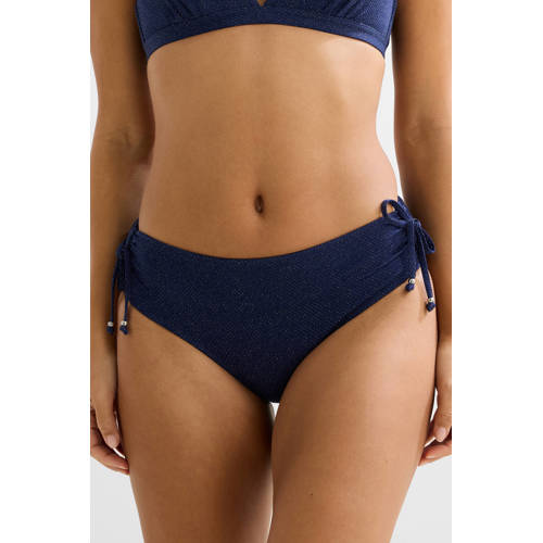 BEACHWAVE bikinibroekje met lurex en textuur donkerblauw afbeelding