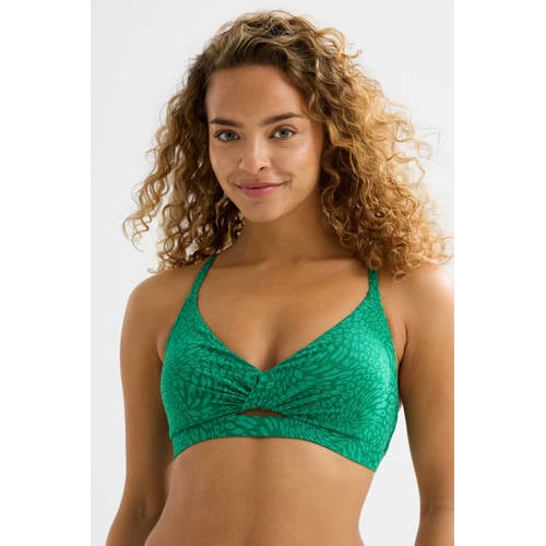 BEACHWAVE voorgevormde crop bikinitop met textuur groen afbeelding