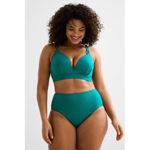 BEACHWAVE Curve high waist bikinibroekje met textuur groen afbeelding