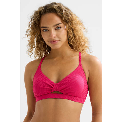 BEACHWAVE voorgevormde crop bikinitop met textuur roze afbeelding