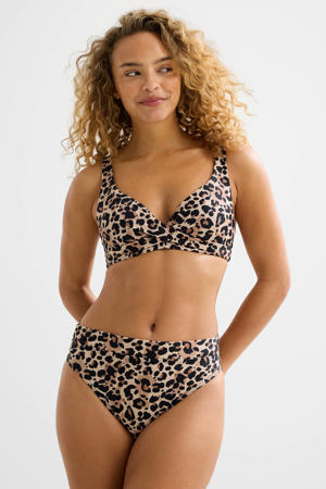 high waist bikinibroekje beige/zwart