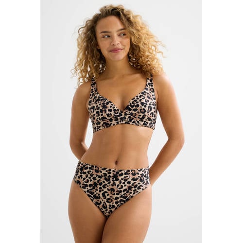BEACHWAVE high waist bikinibroekje beige/zwart afbeelding