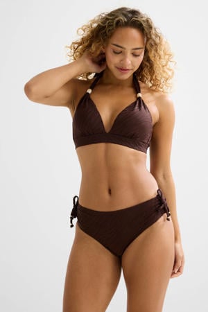 bikinibroekje met textuur donkerbruin