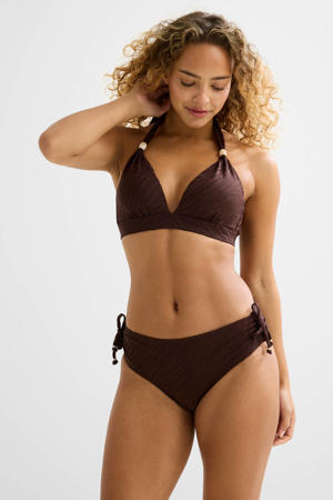 bikinibroekje met textuur donkerbruin