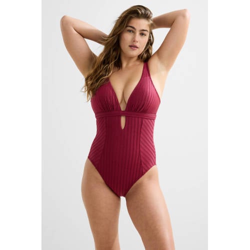 BEACHWAVE corrigerend badpak met textuur rood afbeelding