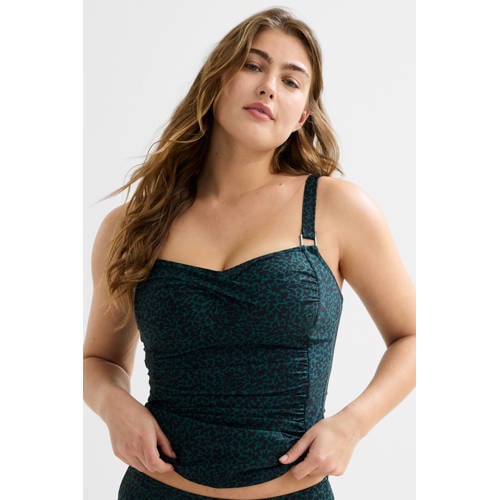 BEACHWAVE voorgevormde tankini bikinitop donkergroen/zwart afbeelding