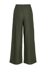 thumbnail: Groene dames VILA straight regular waist broek van polyester met elastische tailleband en effen