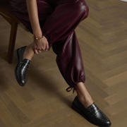 thumbnail: Manfield leren loafers met studs zwart
