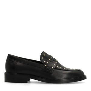 leren loafers met studs zwart