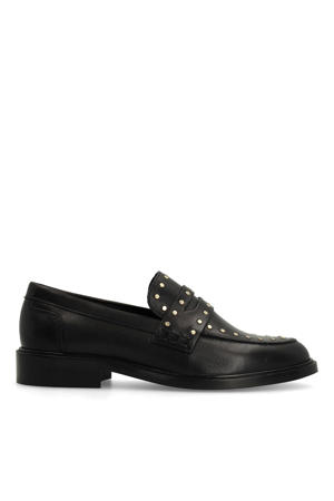 leren loafers met studs zwart