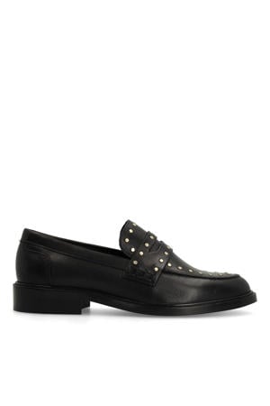 leren loafers met studs zwart