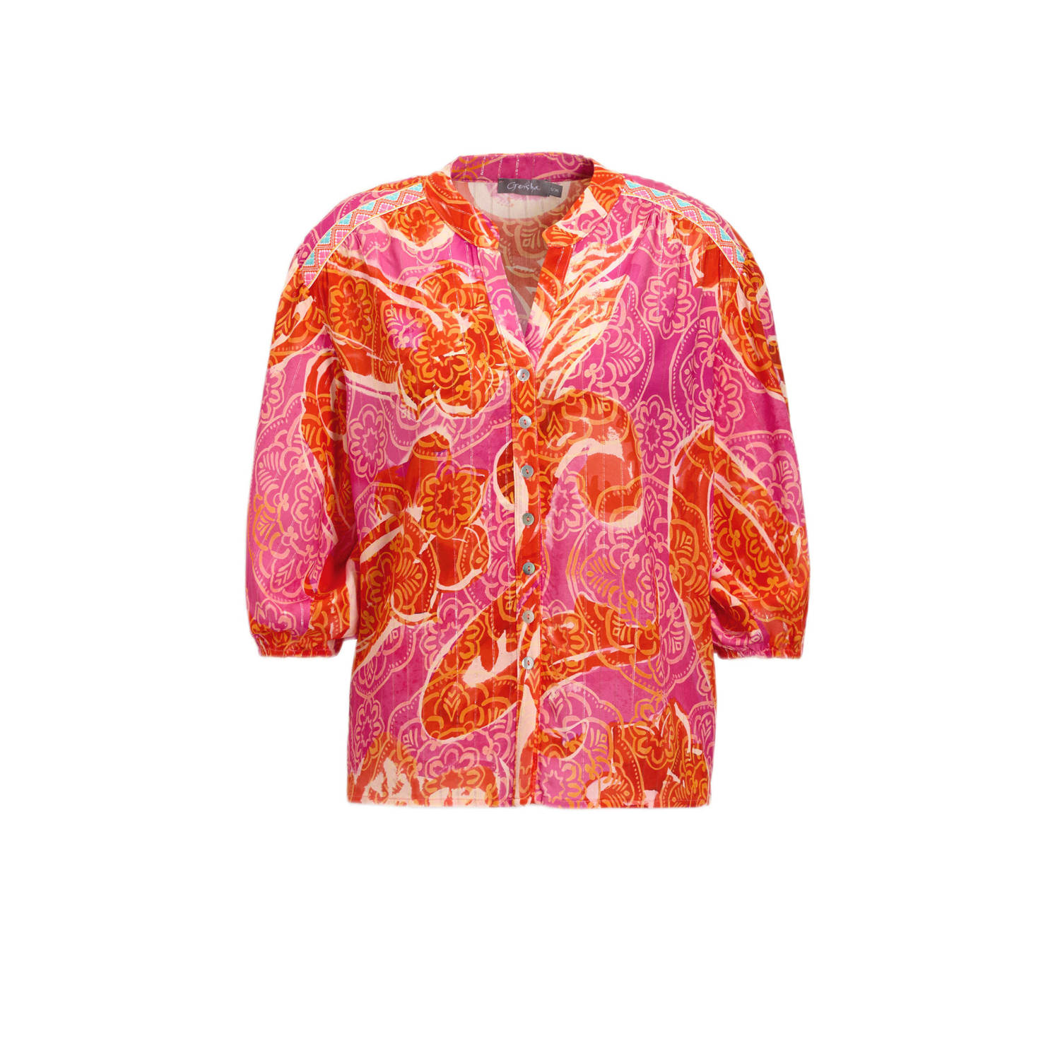 Geisha asymmetrische top blouse oranje