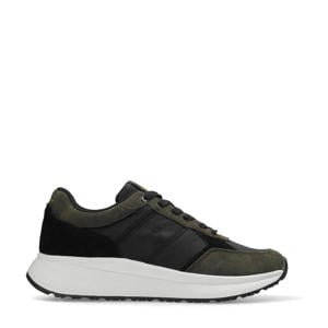 Tenebra leren sneakers zwart/donkergroen