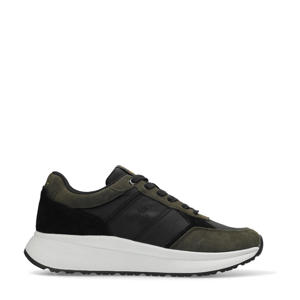 Tenebra leren sneakers zwart/donkergroen