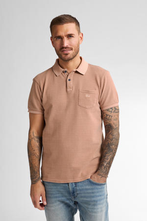 regular polo met ingebreid patroon beige