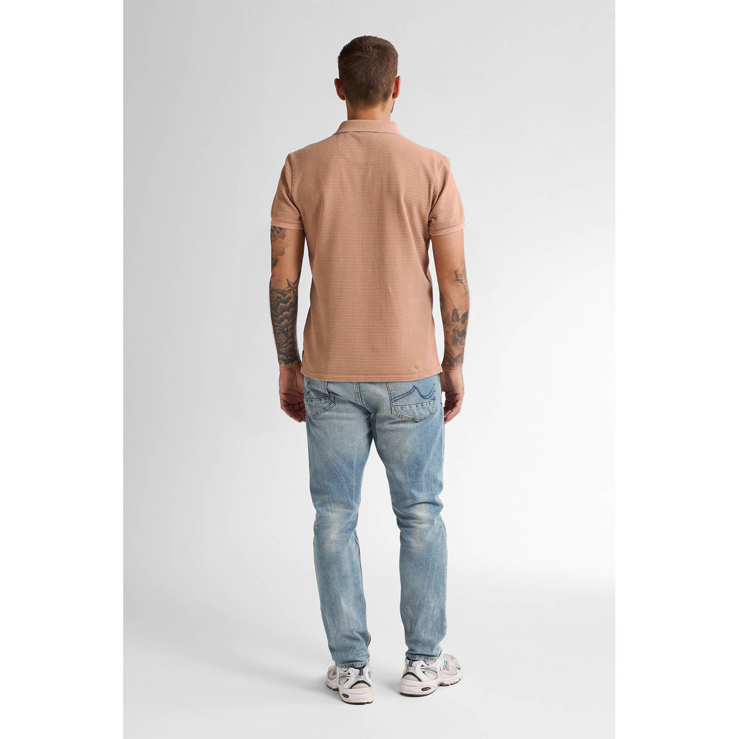 Petrol Industries regular polo met ingebreid patroon beige