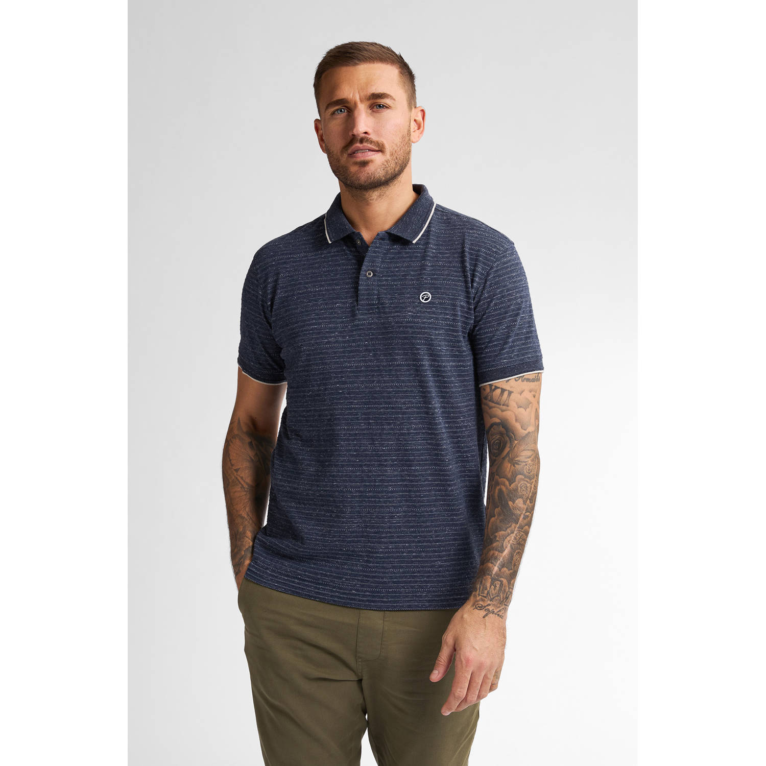Petrol Industries regular polo donkerblauw