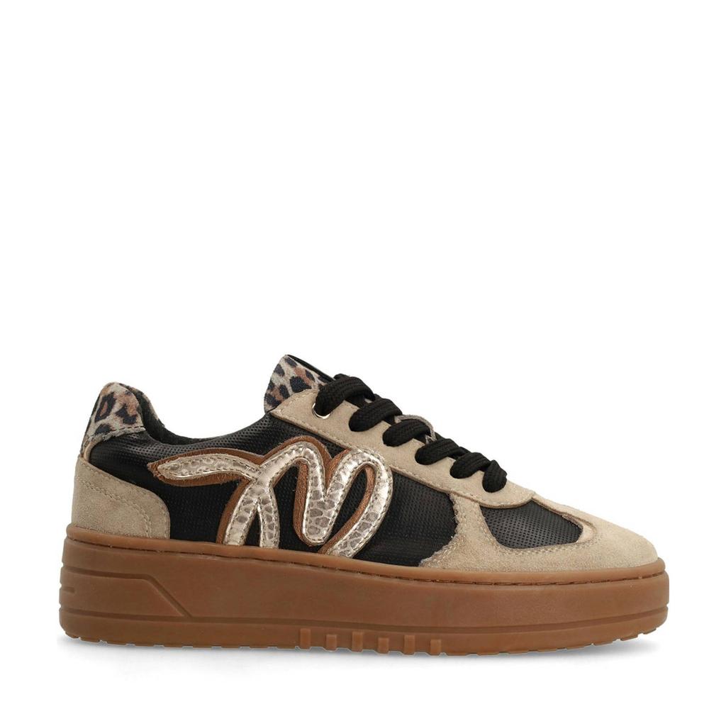 Taupe dames Manfield suède sneakers met veters