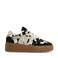 Manfield leren sneakers met ponyhair en koeienprint zwart/wit