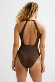 thumbnail: BEACHWAVE corrigerend badpak met lurex donkerbruin
