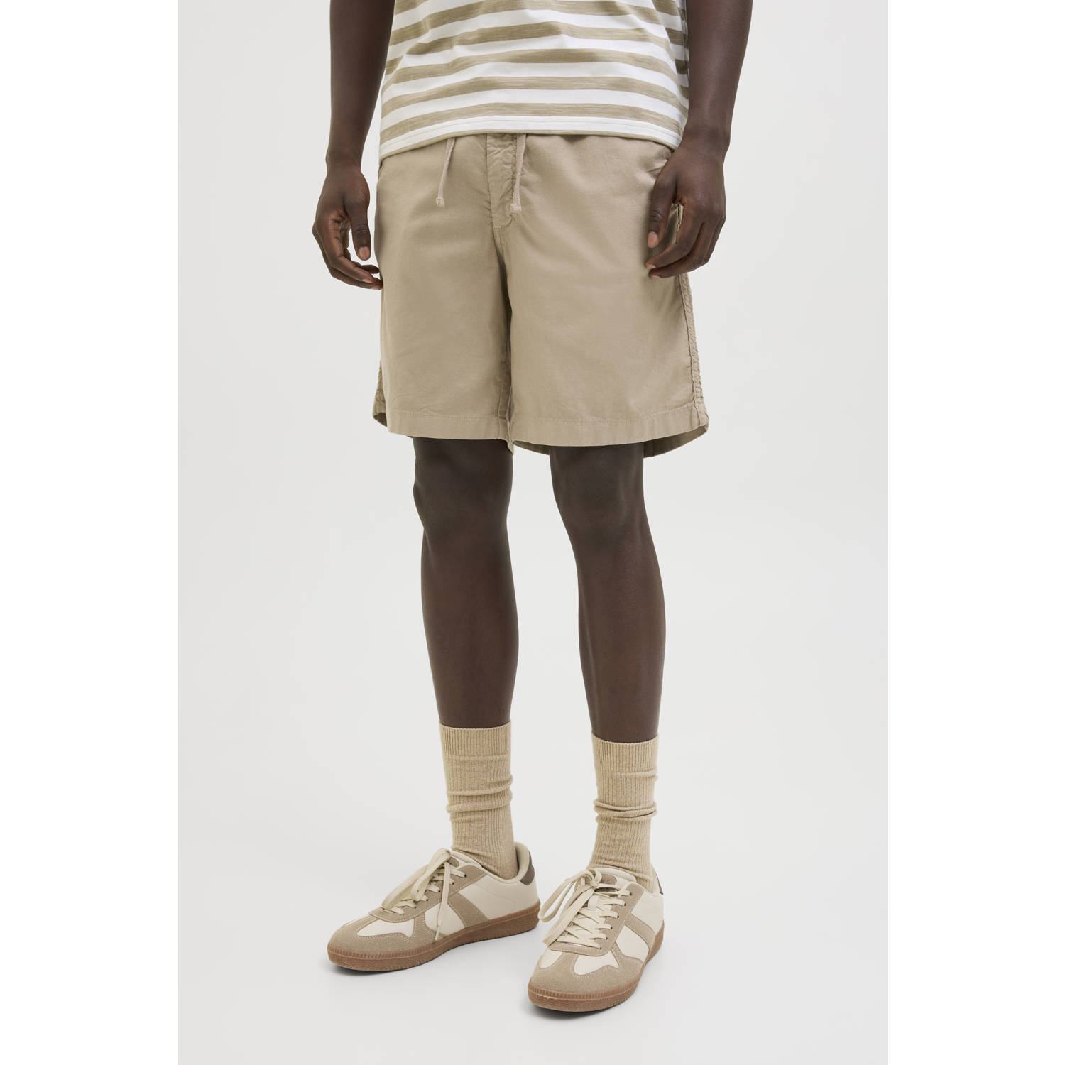 JACK & JONES PANTS STUDIO linnen relaxed casual short beige