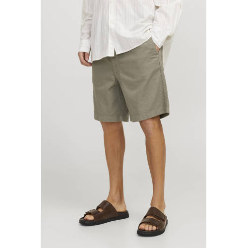 JACK & JONES PANTS STUDIO linnen relaxed casual short olijfgroen afbeelding