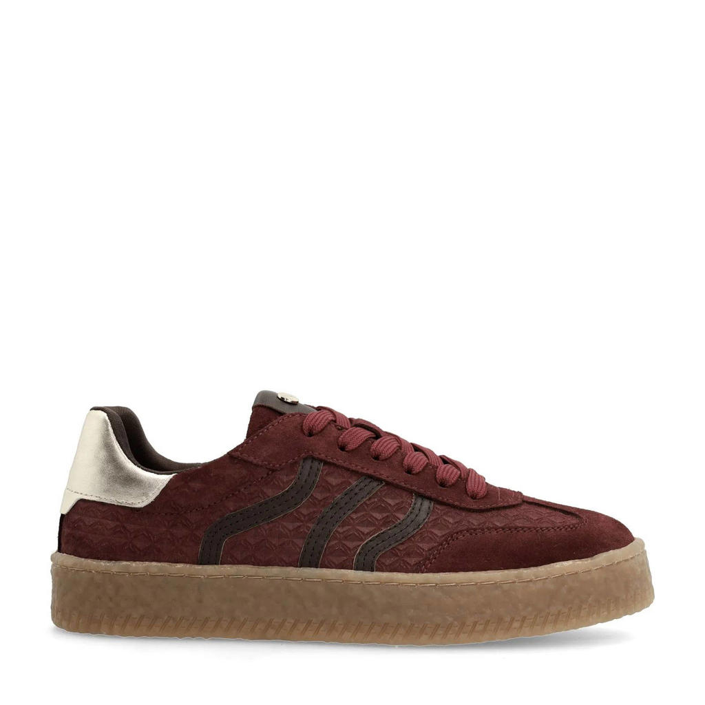 Bordeaux dames No Stress suède sneakers met veters