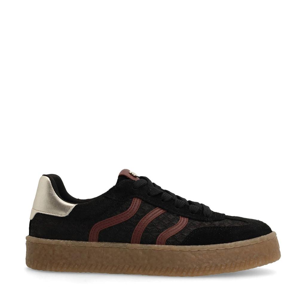 Zwarte dames No Stress suède sneakers met veters