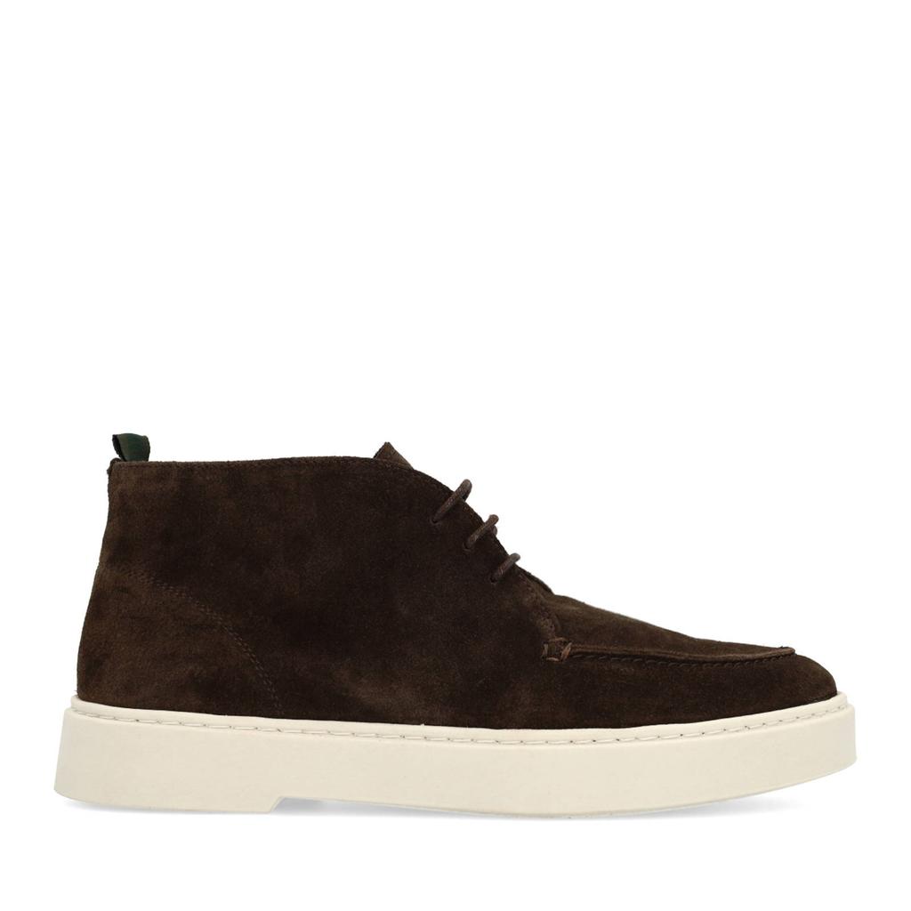 Cognackleurige heren Manfield suède veterboots met rits- en vetersluiting