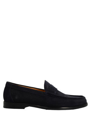 suède loafers donkerblauw