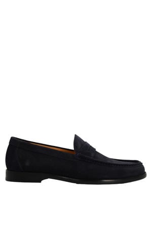 suède loafers donkerblauw
