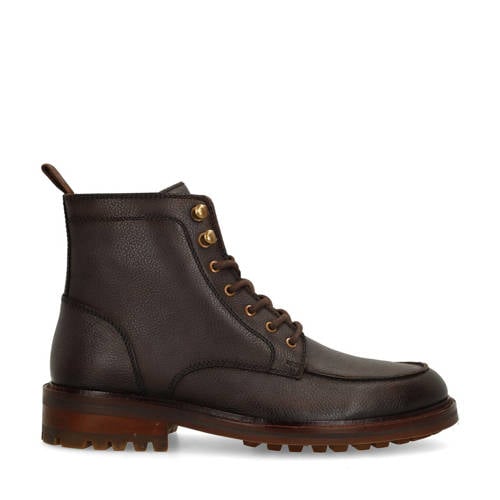 Manfield leren veterboots bruin afbeelding