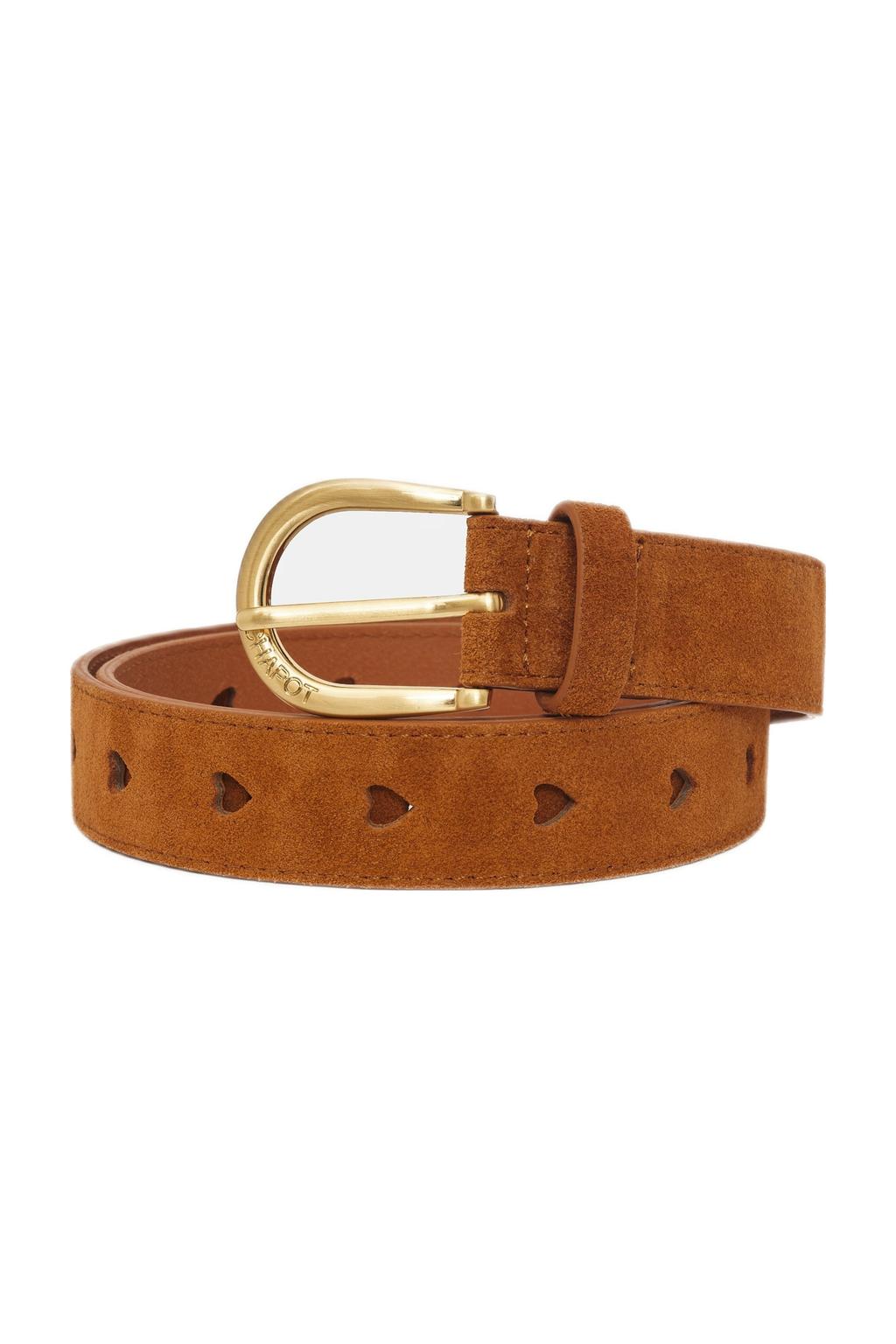Fabienne Chapot suède riem Cut it Out Heart cognac
