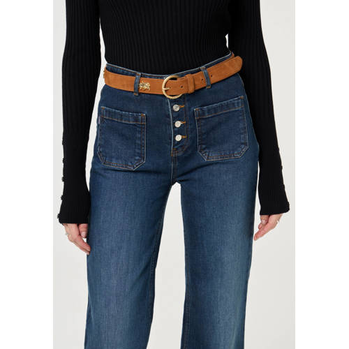 Fabienne Chapot suède riem Studded Leopard Belt cognac afbeelding