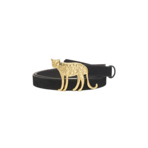 suède riem Leopard Buckle zwart