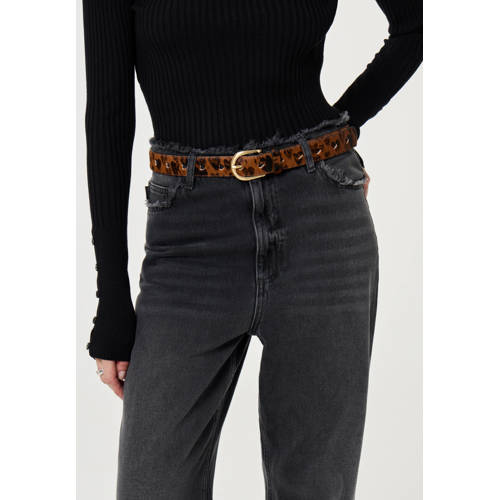 Fabienne Chapot leren riem Hairy Belt met panterprint bruin afbeelding