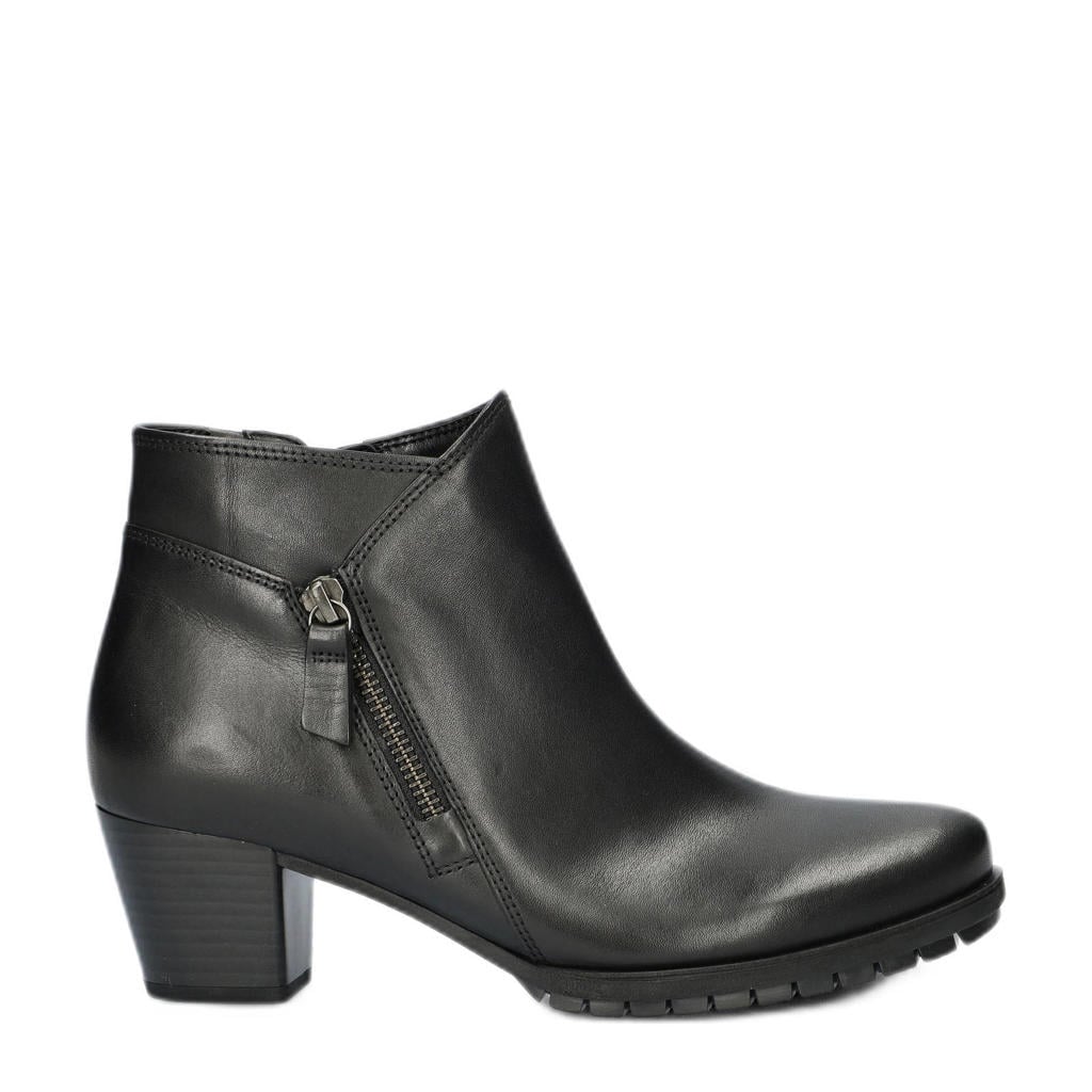 Zwarte dames Gabor Comfort leren enkellaarzen met ritssluiting