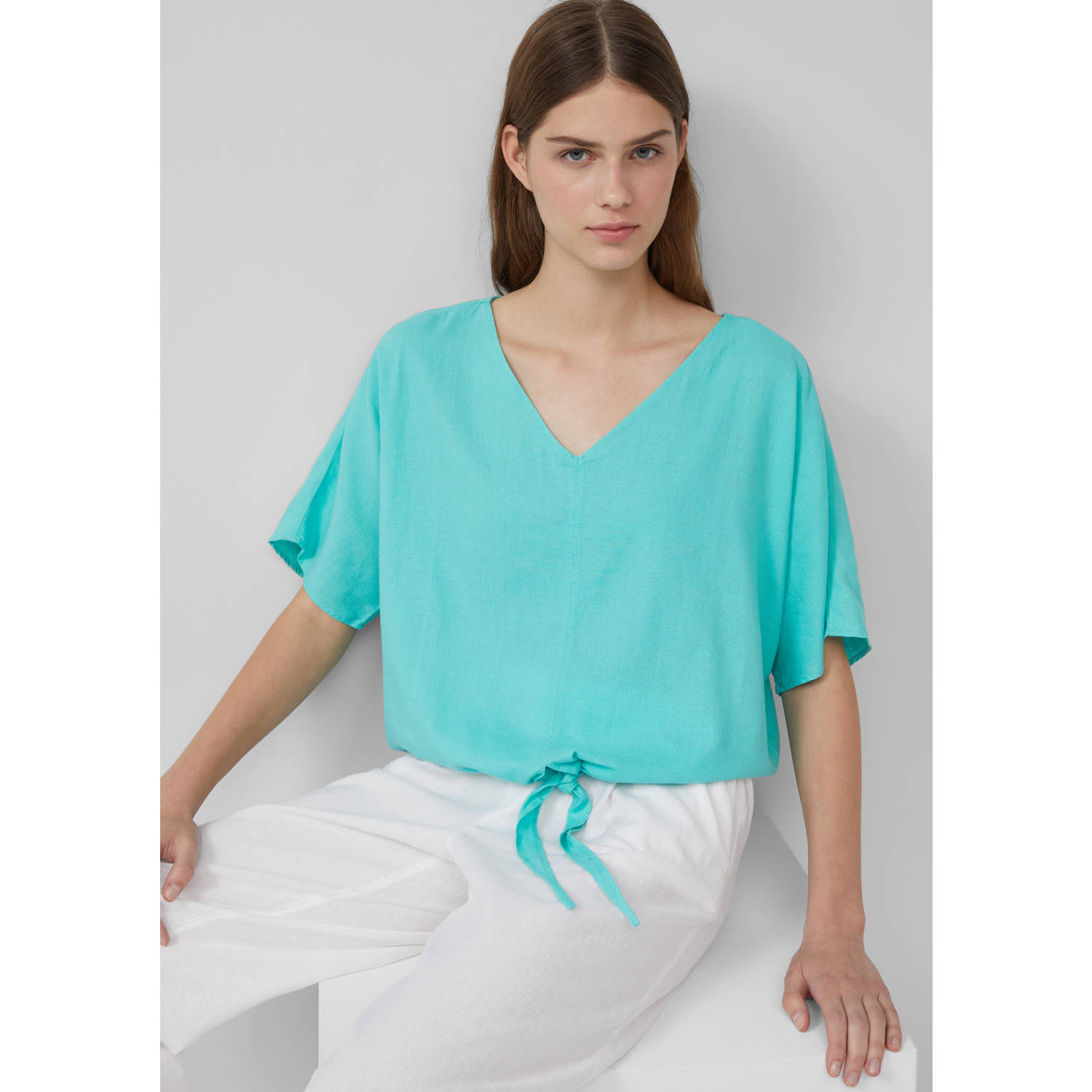 s.Oliver linnen top turquoise