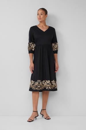 zomerjurk broderie zwart