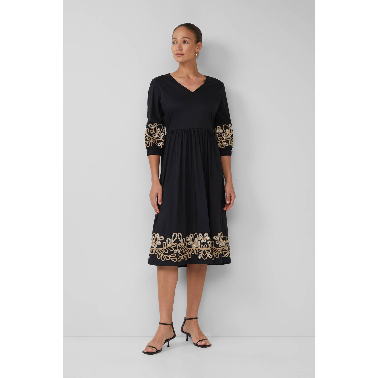 s.Oliver BLACK LABEL zomerjurk broderie zwart