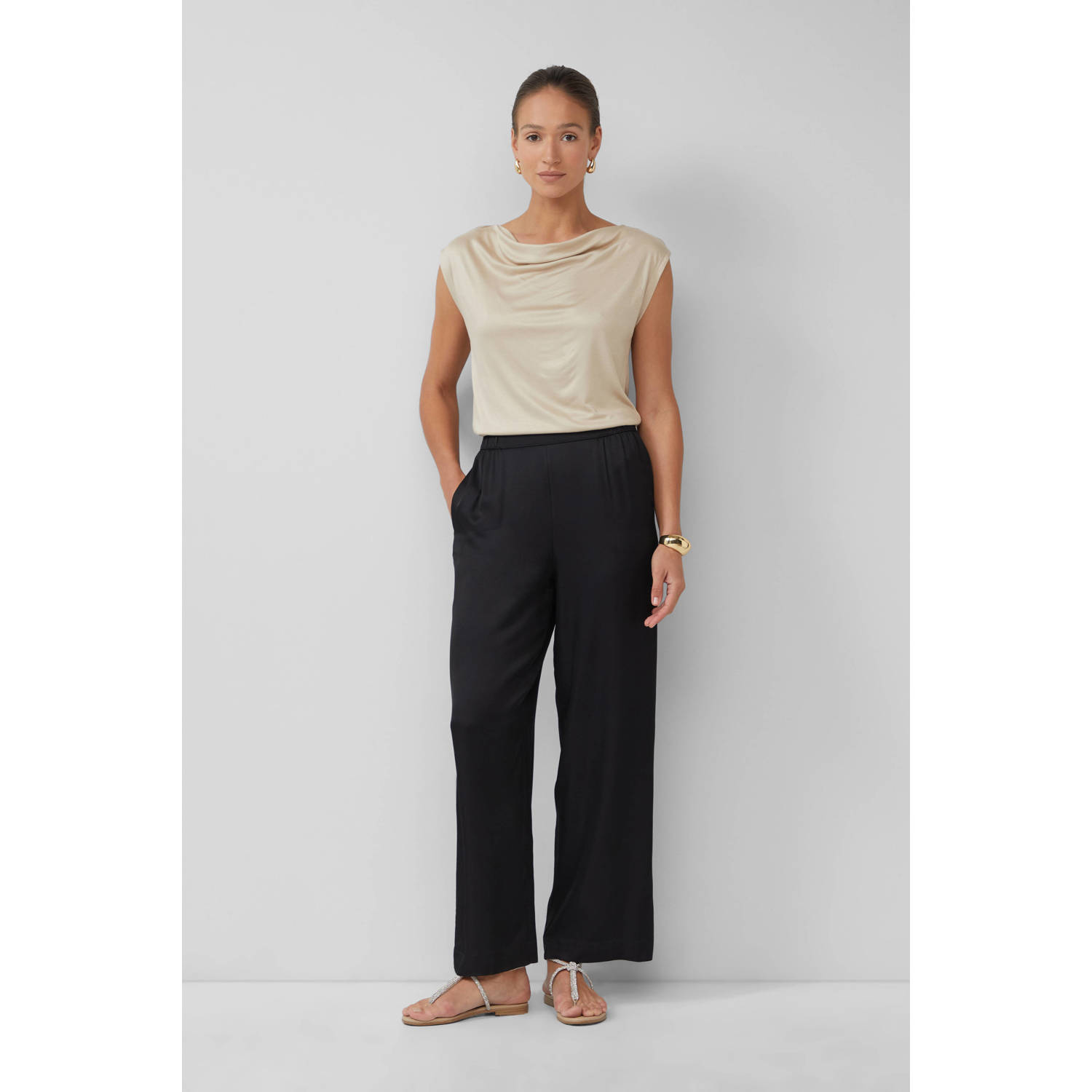 s.Oliver BLACK LABEL straight regular waist broek zwart