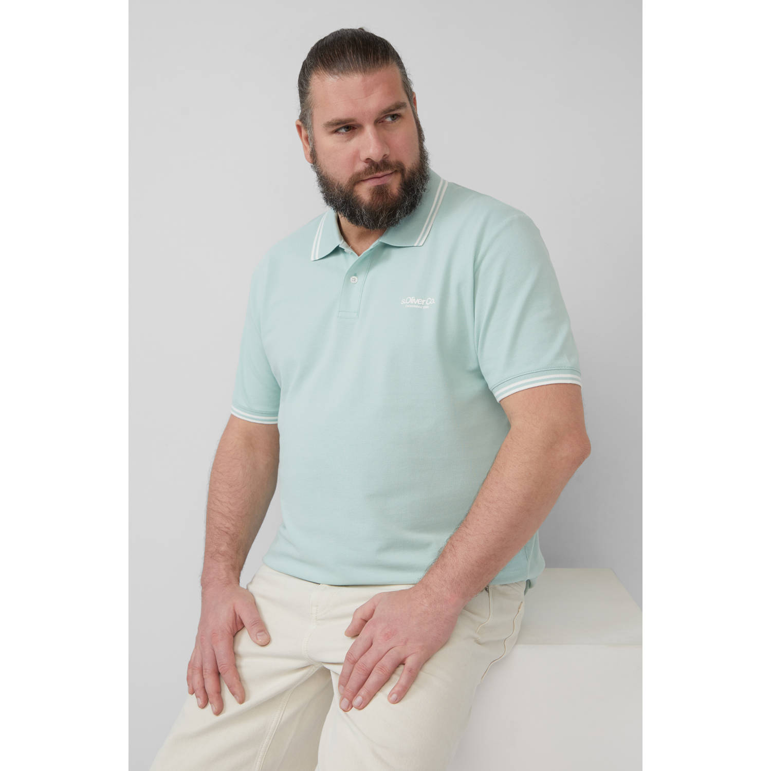 S.Oliver Big Size regular polo mintgroen