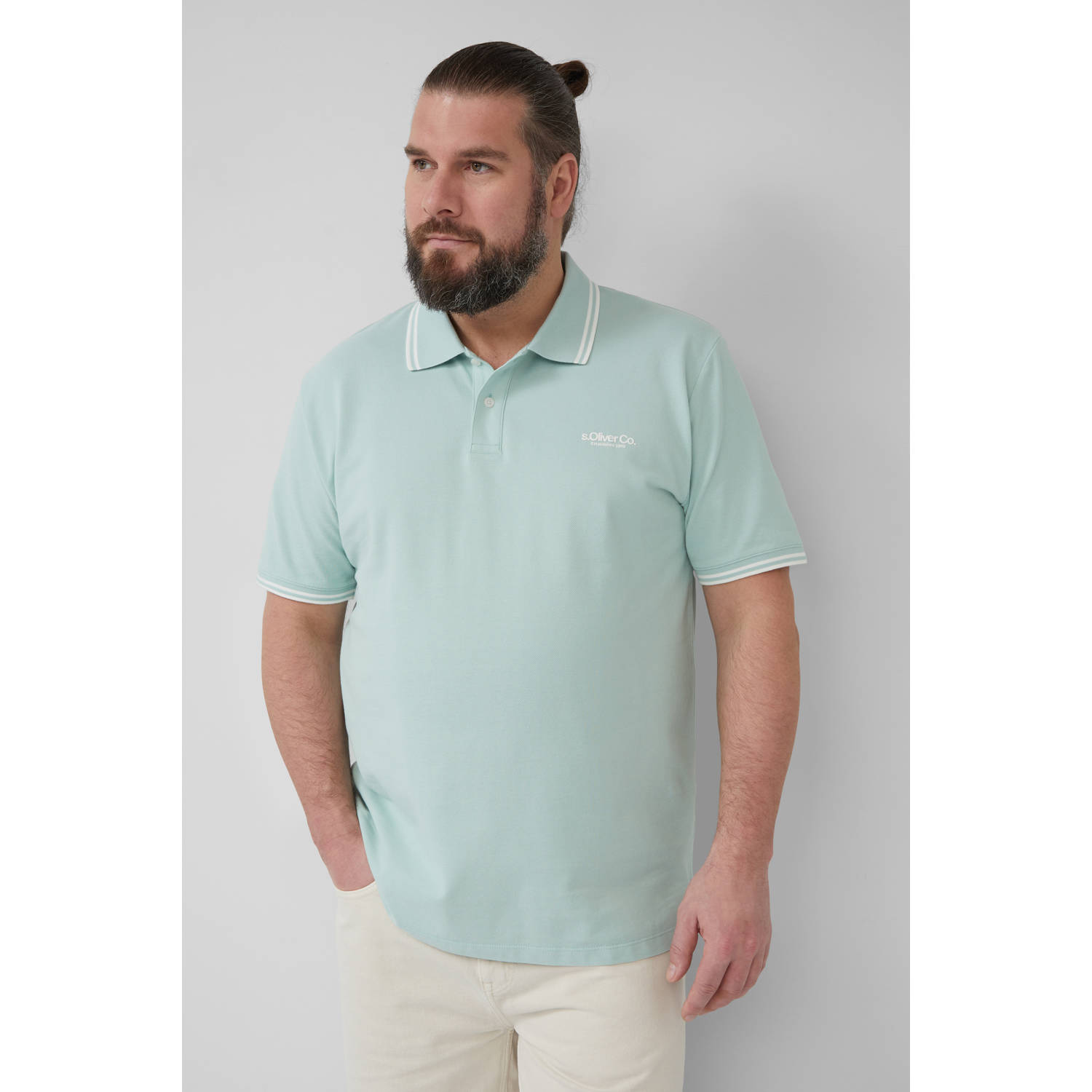 s.Oliver Big Size regular polo mintgroen