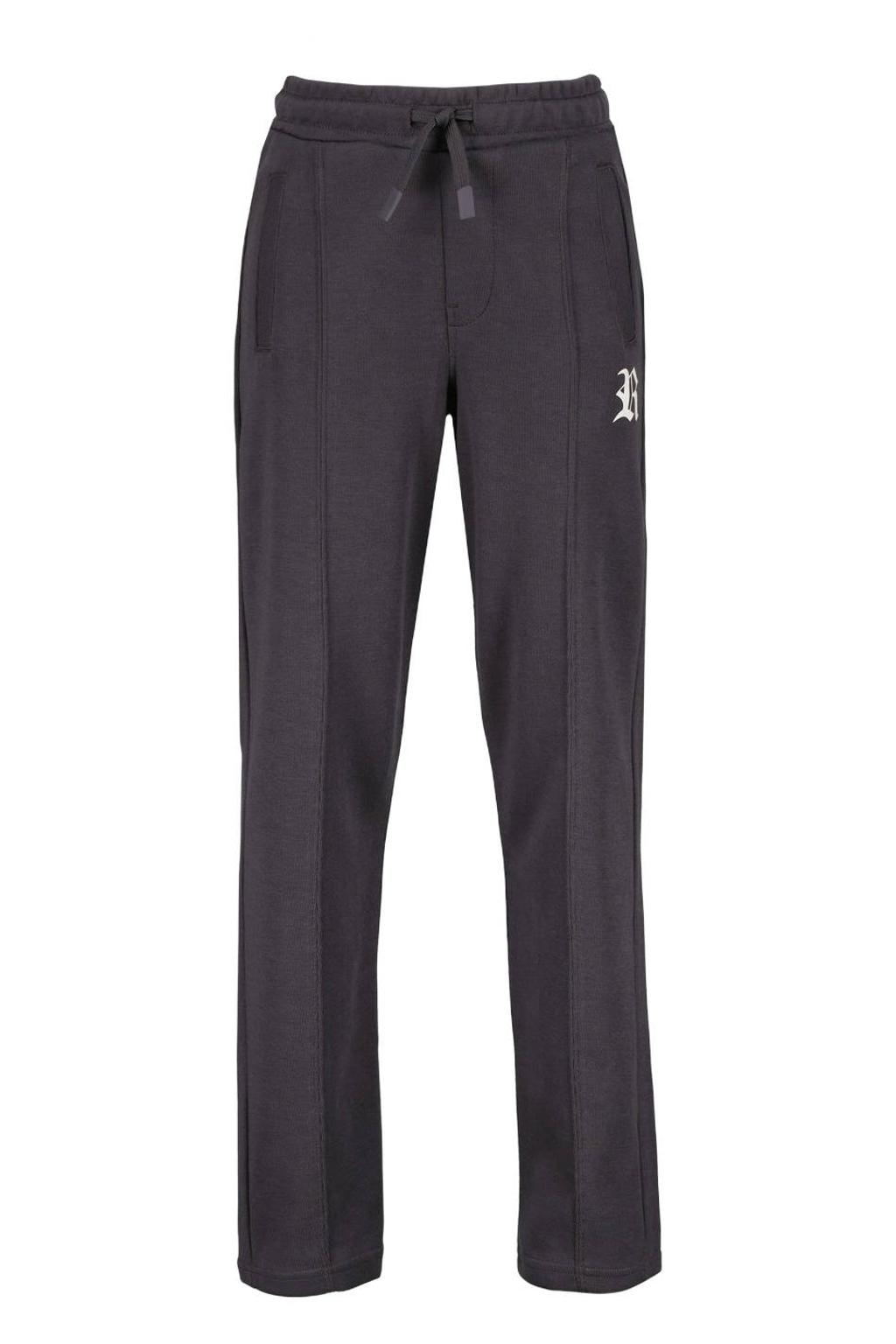 Grijze jongens Raizzed regular joggingbroek van polyester met elastische tailleband met koord en printopdruk