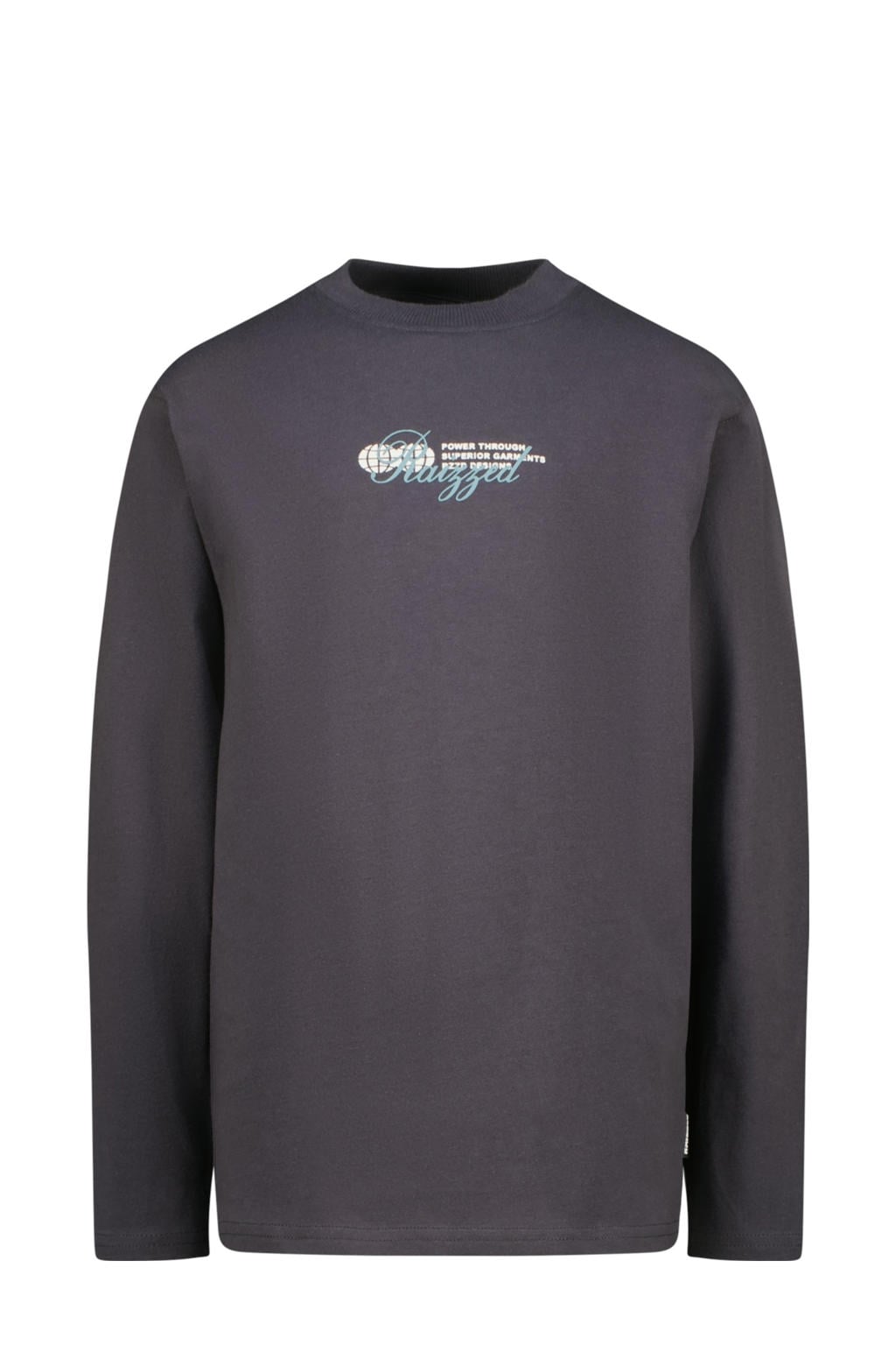 Grijze jongens Raizzed longsleeve van katoen met backprint, lange mouwen en ronde hals