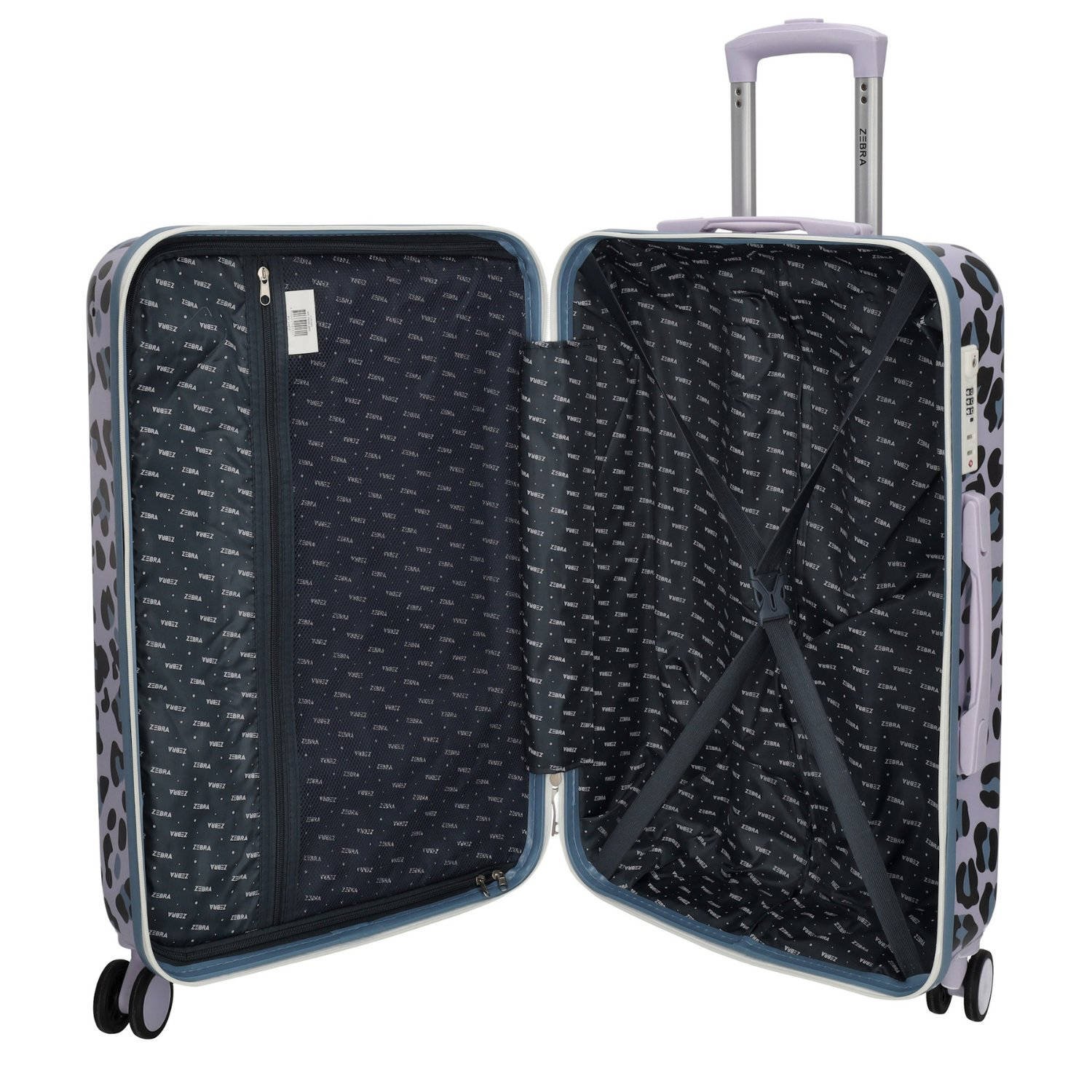 Zebra Trends trolley Animal 66 cm. met panterprint lila