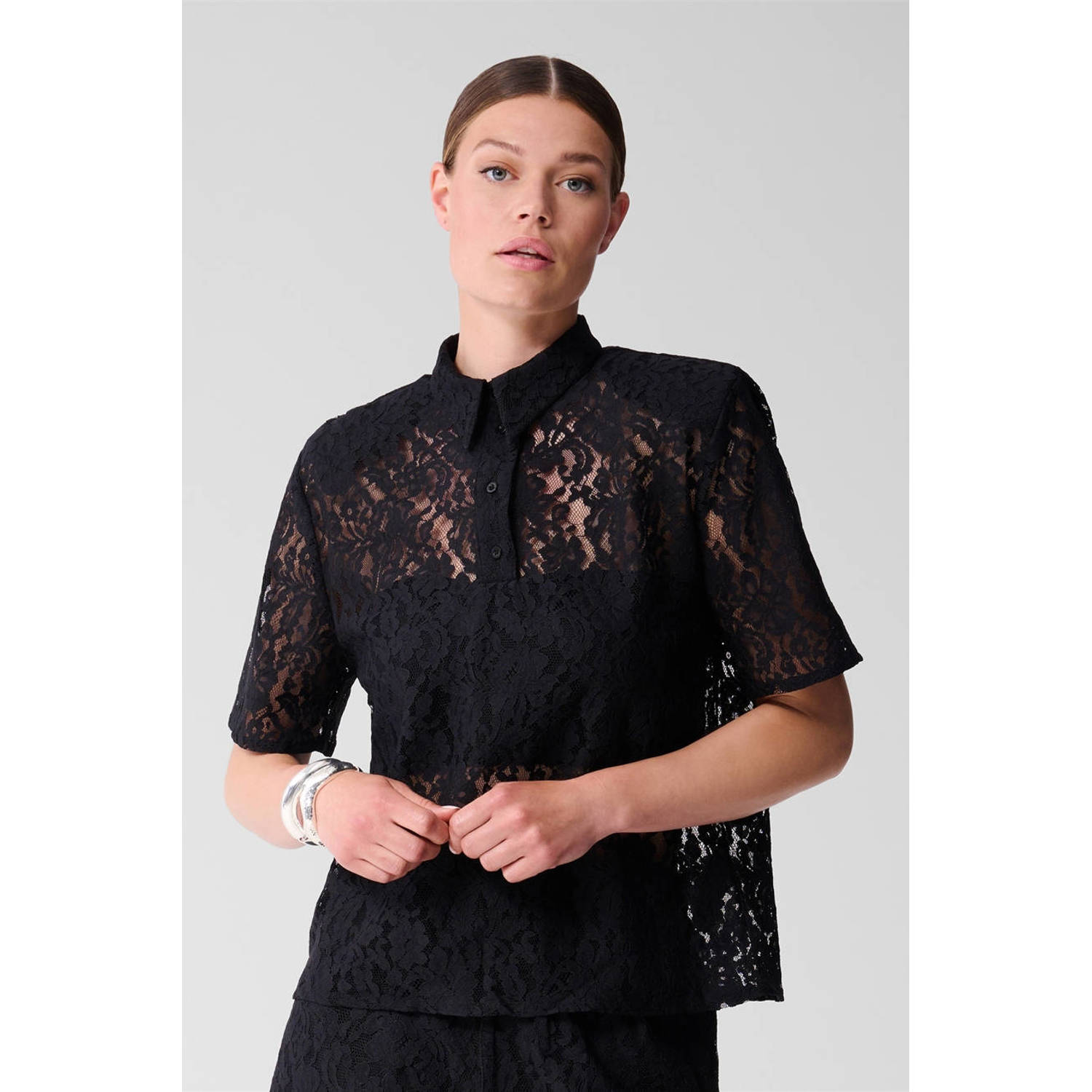 Shoeby kanten blouse zwart