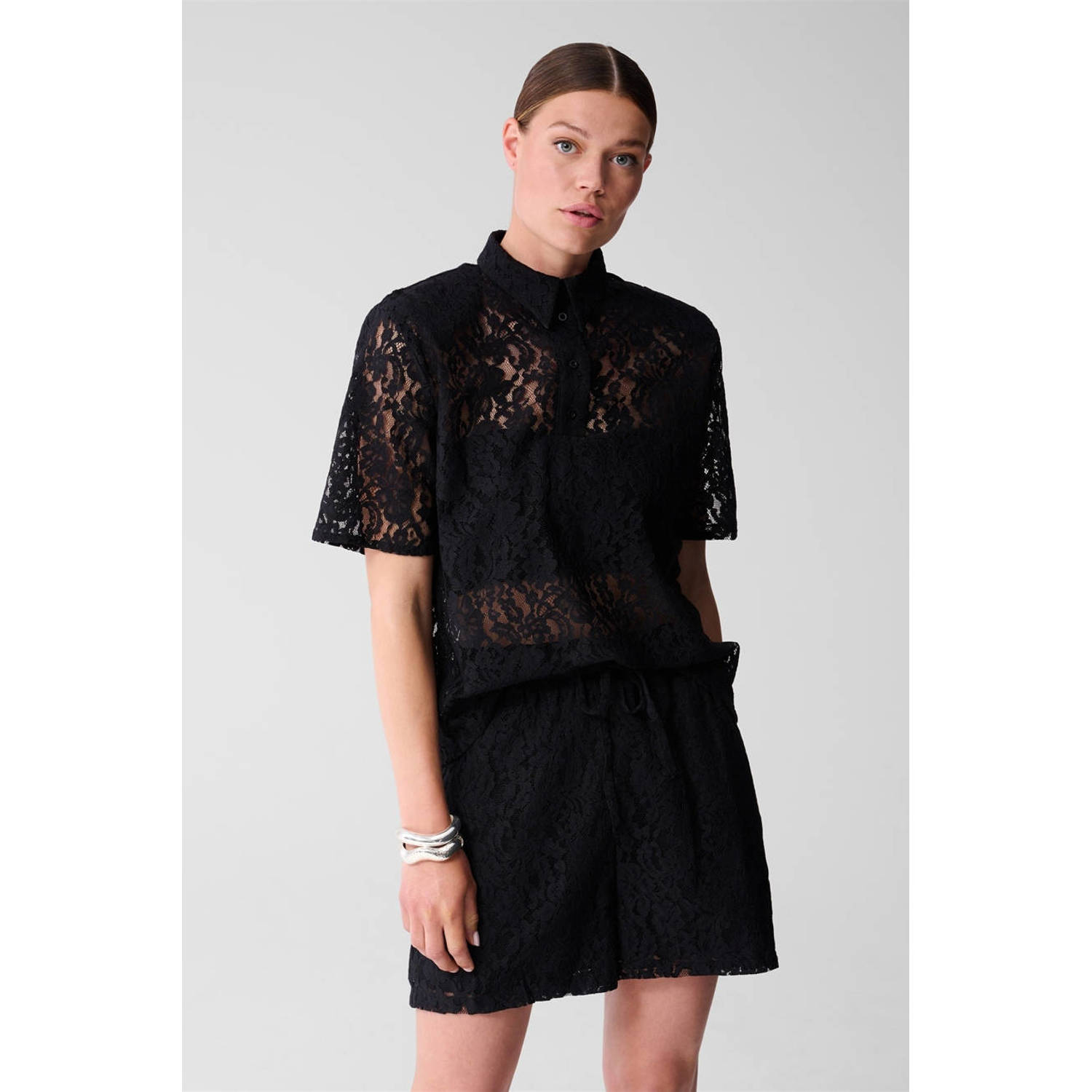 Shoeby kanten blouse zwart