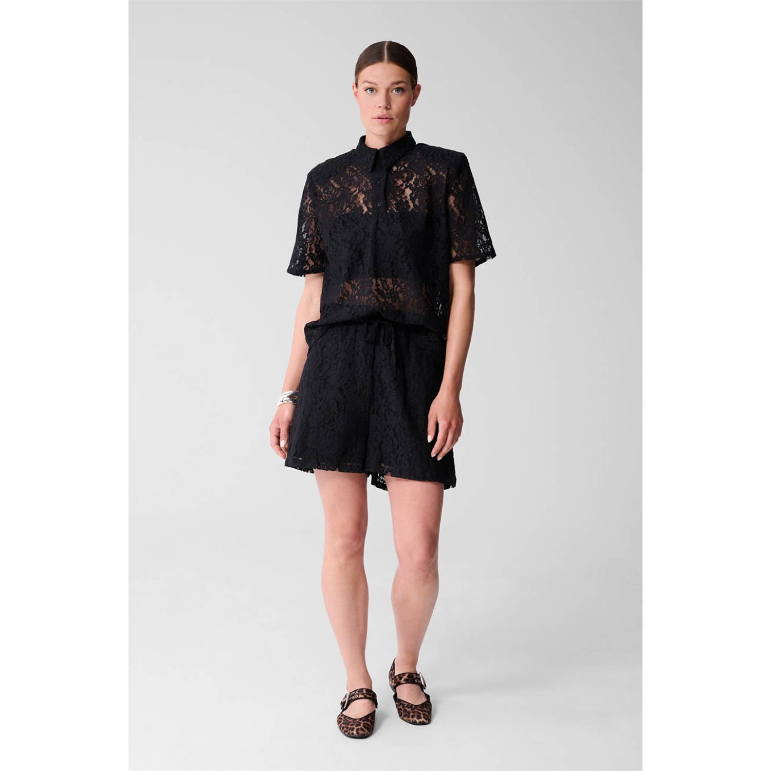 Shoeby kanten blouse zwart